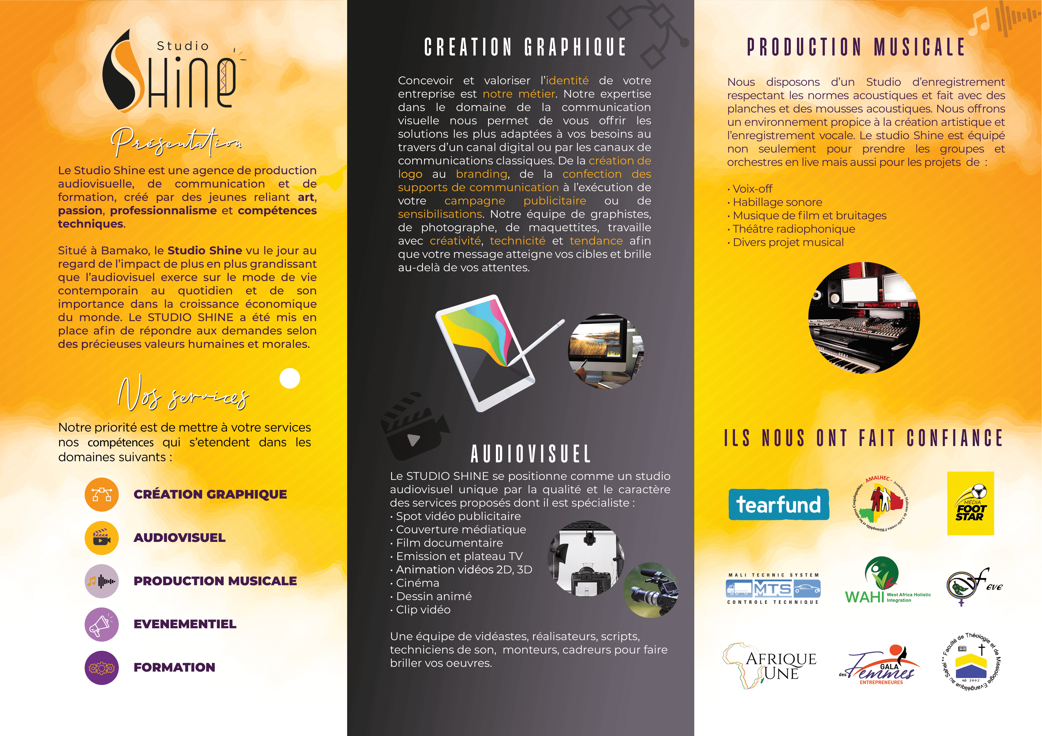 Dépliant Studio Shine Verso